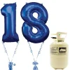 Party Delights Age 18 Blue Foil Kit With Helium, Ribbon And Weights< Number Balloons
