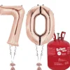 Party Delights Age 70 Rose Gold Foil Kit With Helium, Ribbon And Weights< Number Balloons