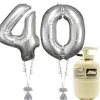 Party Delights Age 40 Silver Foil Kit With Helium, Ribbon And Weights< Number Balloons
