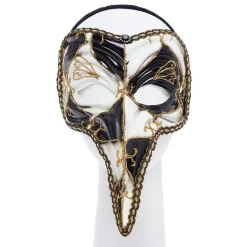 Party Delights Black & White Long Nose Masquerade Mask< Masks