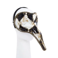 Party Delights Black & White Long Nose Masquerade Mask< Masks