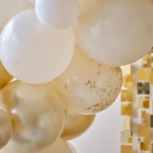Party Delights Black, Cream, Nude And Champagne Chrome Balloon Arch - 70 Balloons< Arches & Clouds