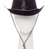 Party Delights Black Glitter Cowboy Hat< Hats & Headwear