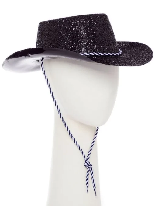 Party Delights Black Glitter Cowboy Hat< Hats & Headwear