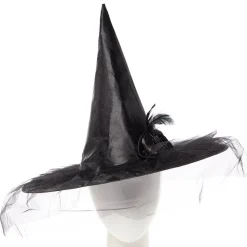 Black Witch Hat With Flower<Party Delights Clearance
