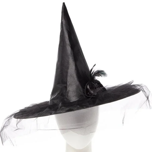 Black Witch Hat With Flower<Party Delights Clearance
