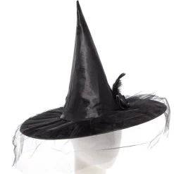 Black Witch Hat With Flower<Party Delights Clearance