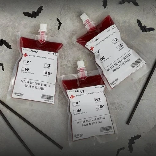 Blood Bag Drinking Pouch (5Pk)<Party Delights Sale