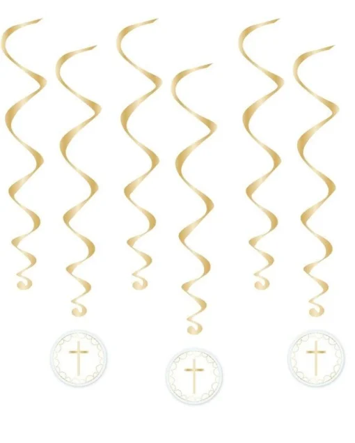 Party Delights Blue Botanical Cross Swirl Decorations (6Pk)< Hanging Decorations