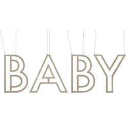 Party Delights Botanical 'Baby' Wooden Hanging Decoration< Hanging Decorations