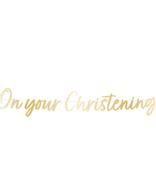 Party Delights Botanical Celebration 'On Your Christening' Paper Banner - 1.6M< Banners