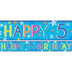 Party Delights Boys 5Th Birthday Paper Banners - 1M (3Pk)< Banners