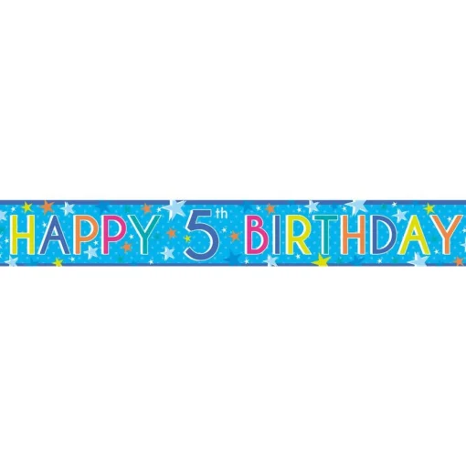 Party Delights Boys 5Th Birthday Paper Banners - 1M (3Pk)< Banners