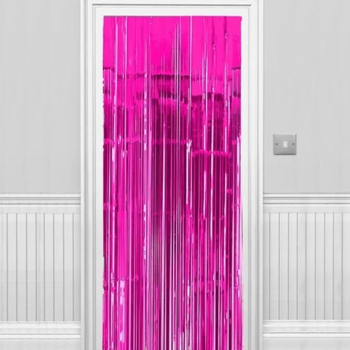 Party Delights Bright Pink Foil Curtain - 2.4M< Hanging Decorations