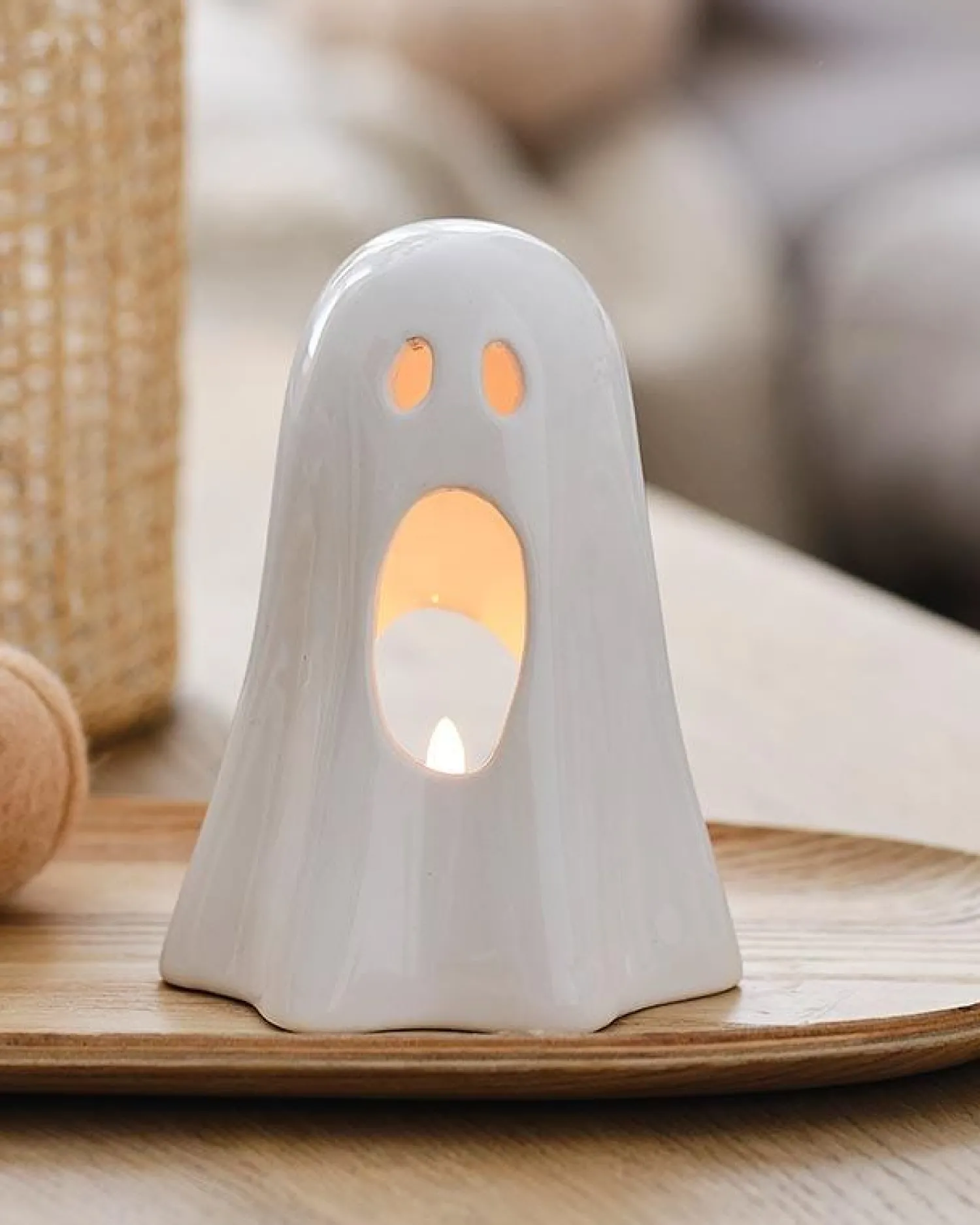 Ceramic Ghost Tea Light Holder<Party Delights Hot
