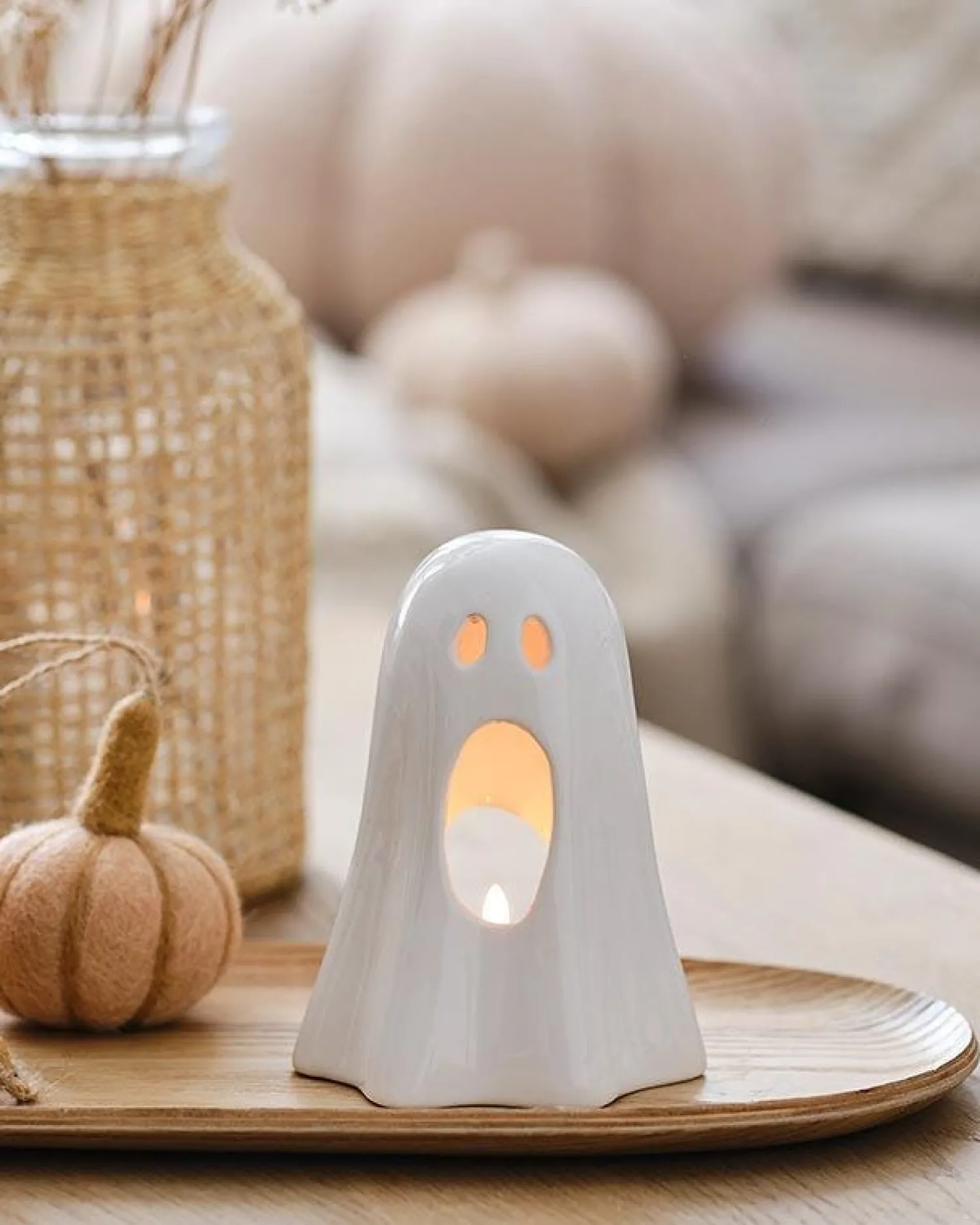 Ceramic Ghost Tea Light Holder<Party Delights Hot