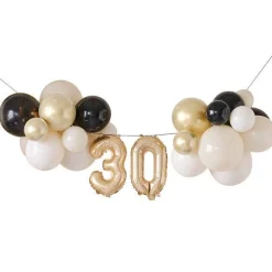 Party Delights Champagne Noir 30Th Balloon Bunting Kit< Bunting