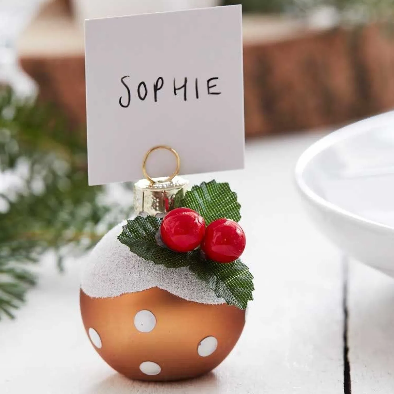 Christmas Pudding Place Card Holder (6Pk)<Party Delights