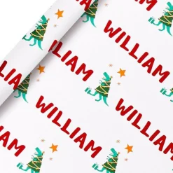 Dinosaur Christmas Personalised Wrapping Paper- 62 X 100Cm Sheet<Party Delights Online