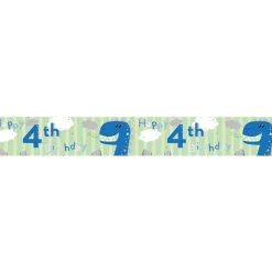 Party Delights Dinosaur 'Happy 4Th Birthday' Holographic Foil Banner - 2.6M< Banners