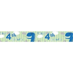 Party Delights Dinosaur 'Happy 4Th Birthday' Holographic Foil Banner - 2.6M< Banners