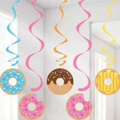 Party Delights Doughnut Time Dizzy Dangler Hanging Decorations - 99Cm (5Pk)< Hanging Decorations