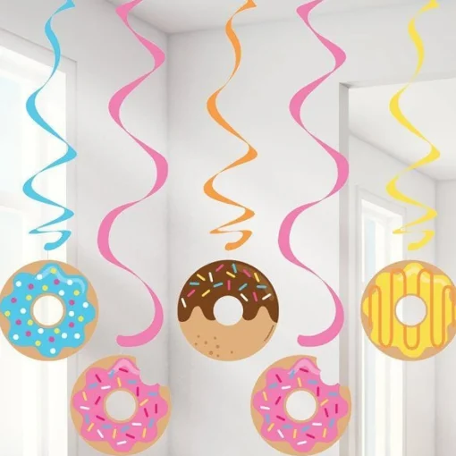 Party Delights Doughnut Time Dizzy Dangler Hanging Decorations - 99Cm (5Pk)< Hanging Decorations