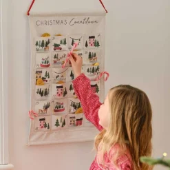 Fabric Christmas Scene Advent Calendar - 53Cm X 35Cm<Party Delights Outlet