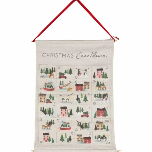 Fabric Christmas Scene Advent Calendar - 53Cm X 35Cm<Party Delights Outlet