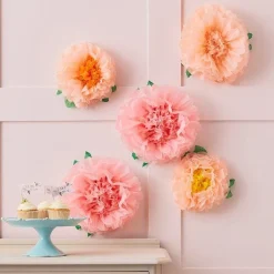 Party Delights Fluffy Flower Decorations (6Pk)< Hanging Decorations