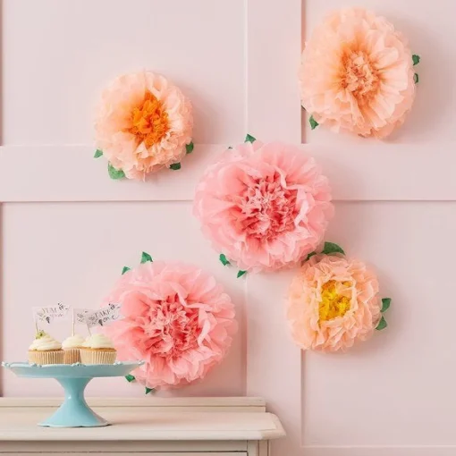 Party Delights Fluffy Flower Decorations (6Pk)< Hanging Decorations