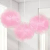 Party Delights Fluffy New Pink Tulle Decoration - 12" (3Pk)< Hanging Decorations