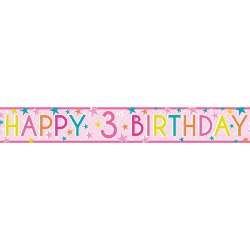 Party Delights Girls 3Rd Birthday Paper Banners - 1M (3Pk)< Banners