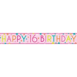 Party Delights Girls 16Th Birthday Paper Banners - 1M (3Pk)< Banners