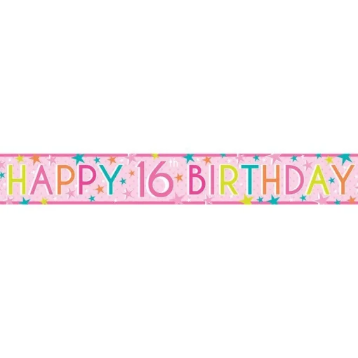 Party Delights Girls 16Th Birthday Paper Banners - 1M (3Pk)< Banners