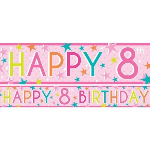 Party Delights Girls 8Th Birthday Paper Banners - 1M (3Pk)< Banners