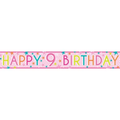 Party Delights Girls 9Th Birthday Paper Banners - 1M (3Pk)< Banners