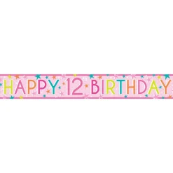 Party Delights Girls 12Th Birthday Paper Banners - 1M (3Pk)< Banners