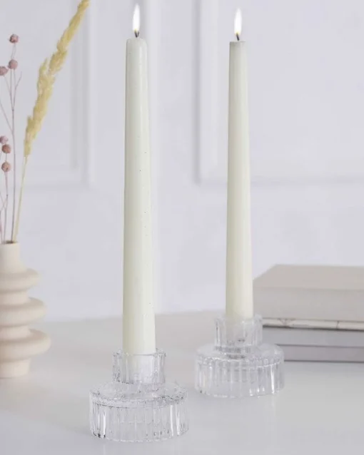 Glass Dinner Candle Holders (2Pk)<Party Delights Clearance