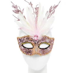 Party Delights Glitter Pink Masquerade Mask< Masks