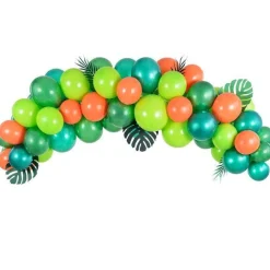 Party Delights Green & Orange Tropical Balloon Arch Garland - 60 Balloons< Arches & Clouds
