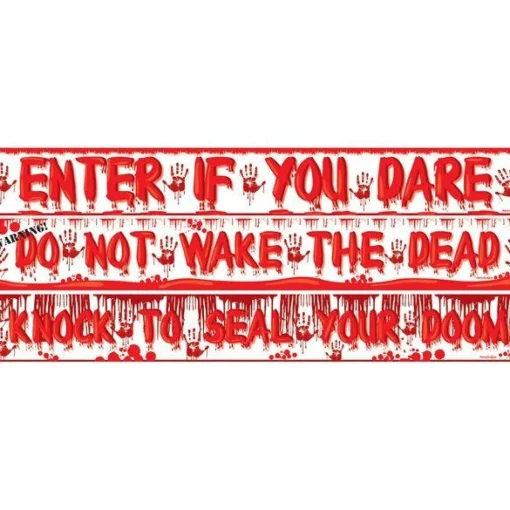 Party Delights Halloween Bloody Print Paper Banners - 1M (3Pk)< Banners