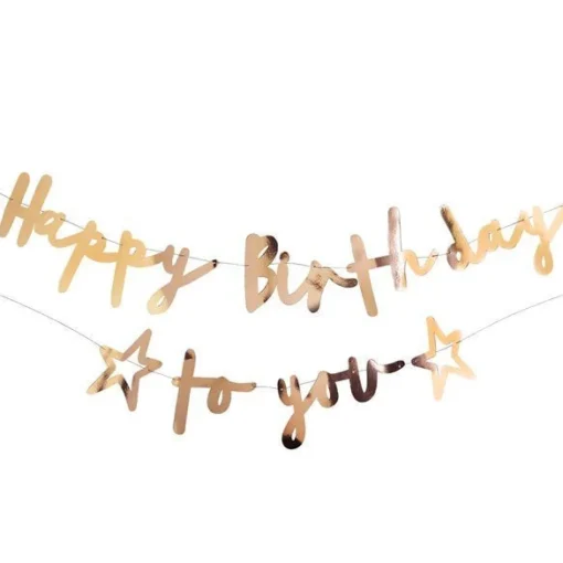 Party Delights Happy Birthday To You Gold Paper Banner - 2M< Banners