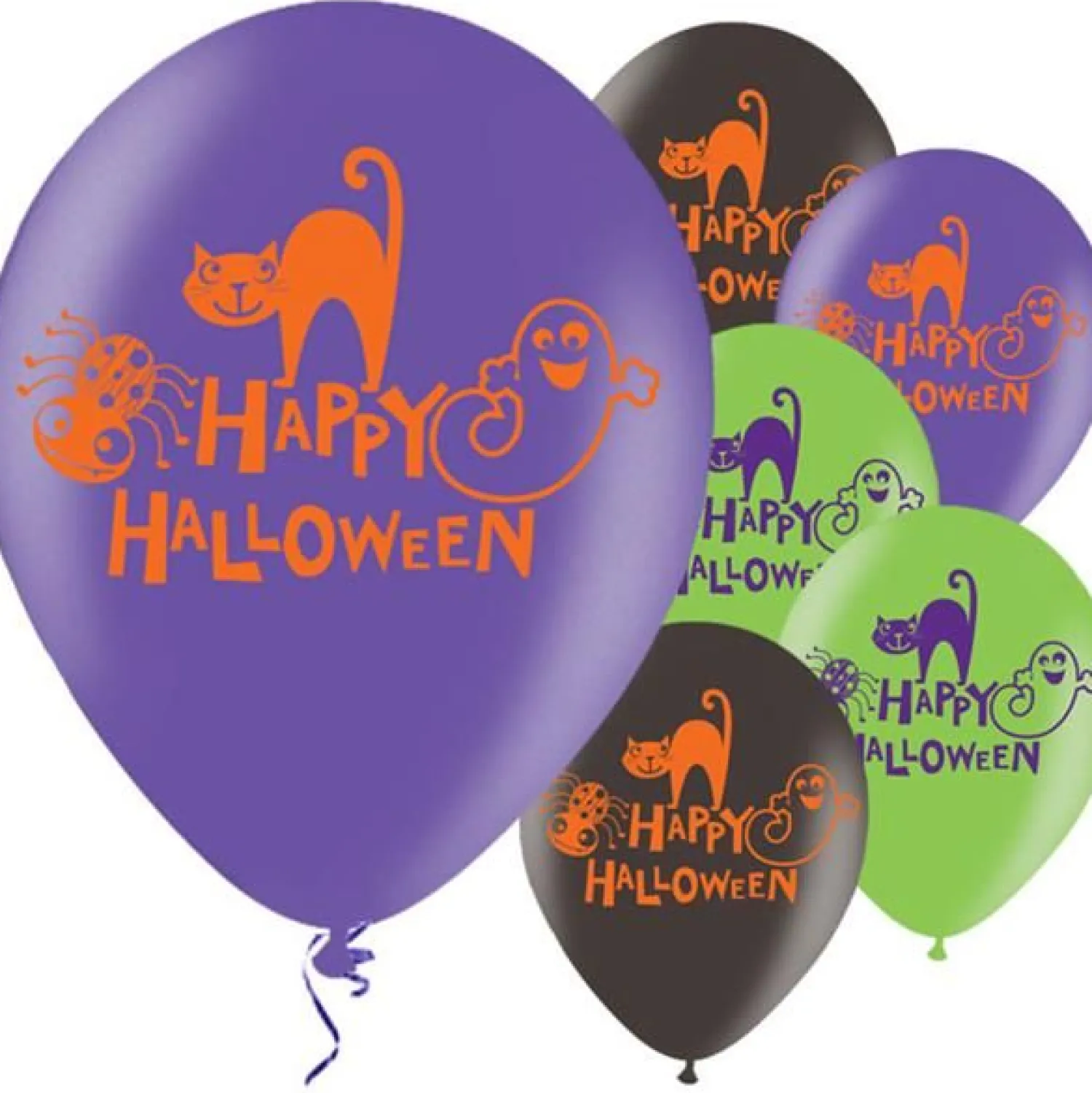 Happy Halloween Balloons - 11'' Latex (6Pk)<Party Delights Outlet