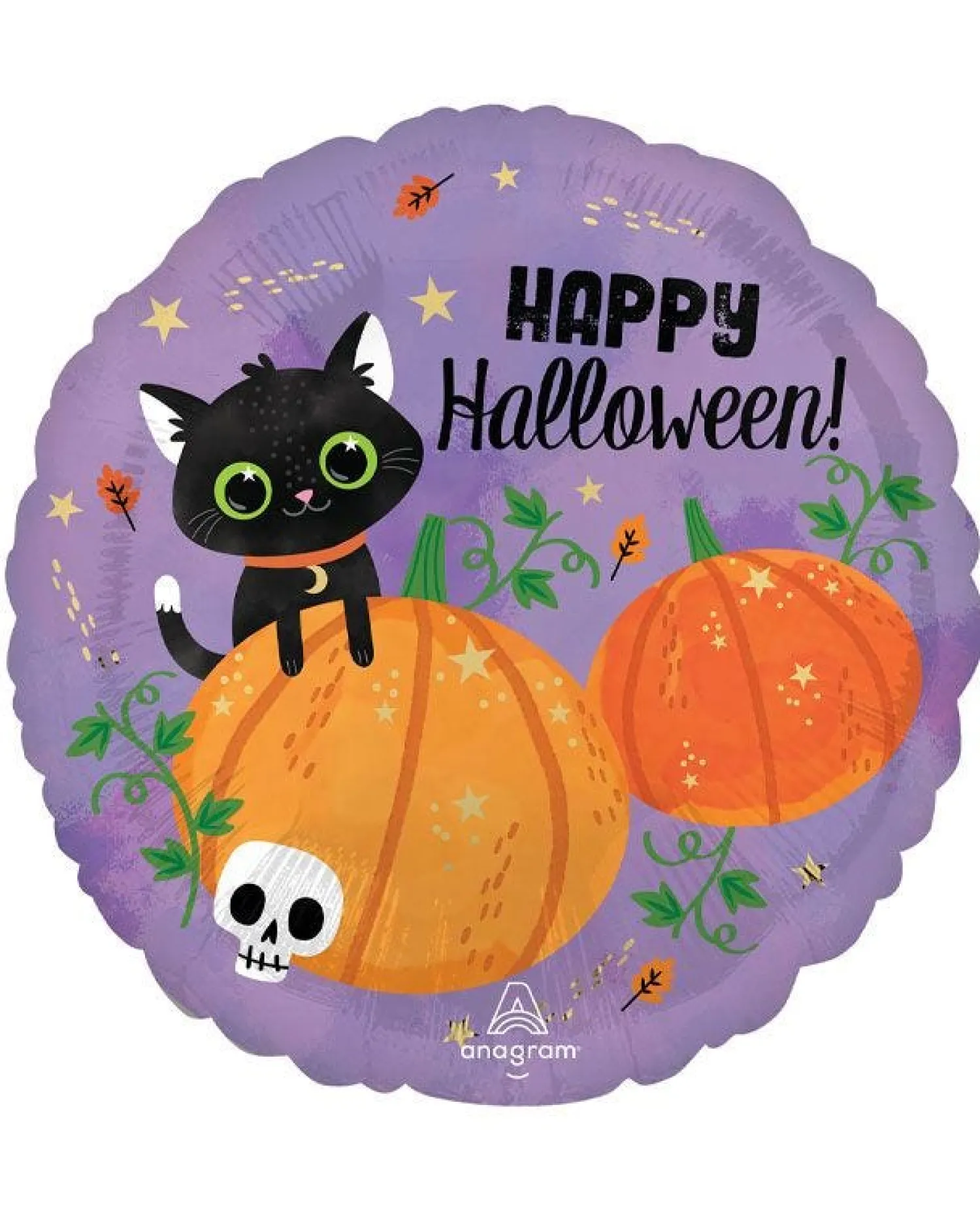 Happy Halloween Cats & Pumpkin Balloon - 18" Foil<Party Delights Online