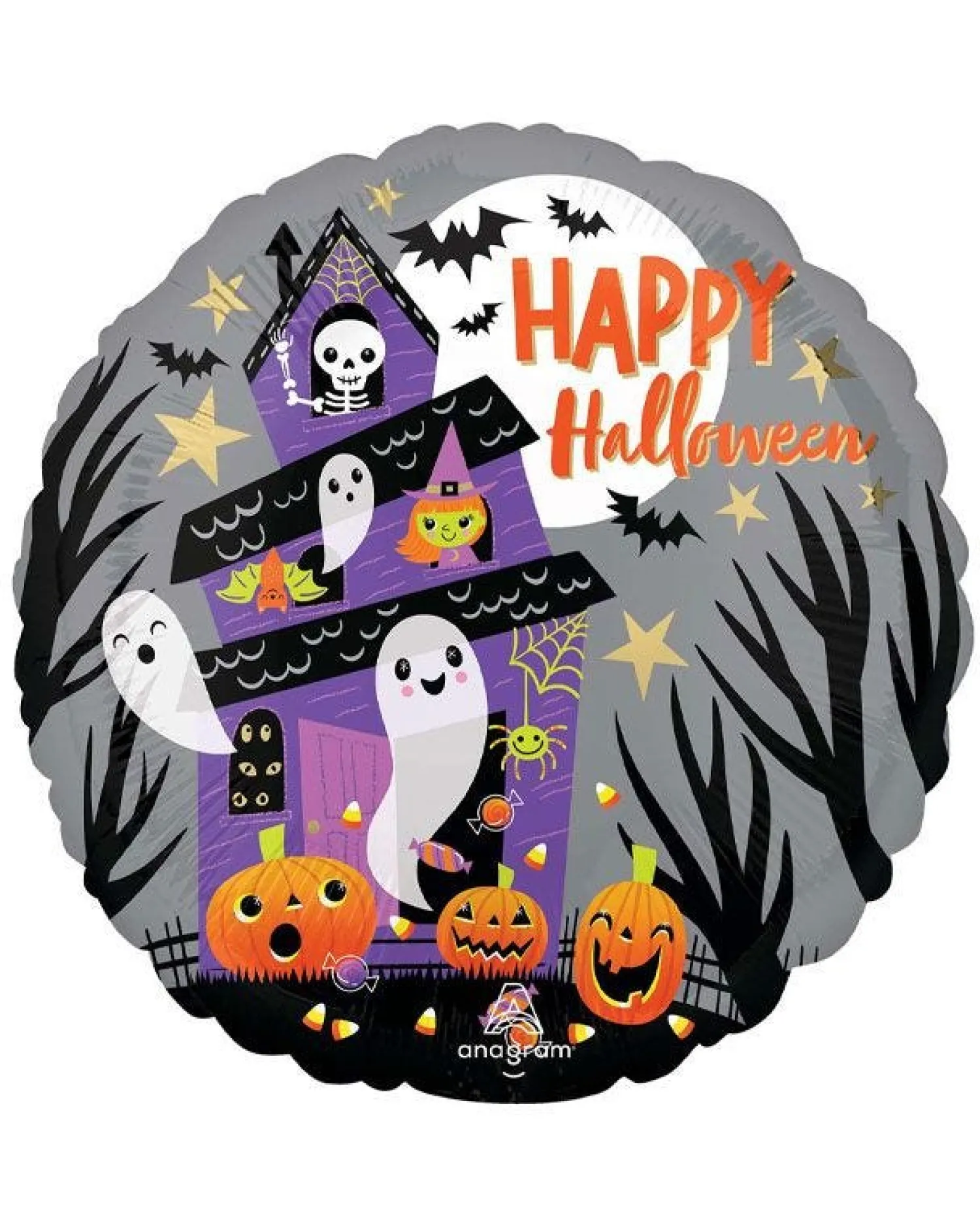 Happy Halloween Haunted House Balloon - 18" Foil<Party Delights Sale