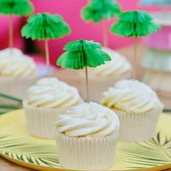 Party Delights Hawaiian Honeycomb Palm Trees Cupcake Toppers (6Pk)< Honeycombs