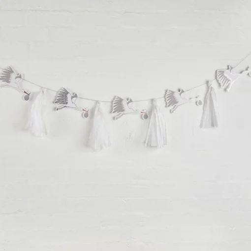 Party Delights Hello Little One Stork & Tassel Garland - 3M< Hanging Decorations