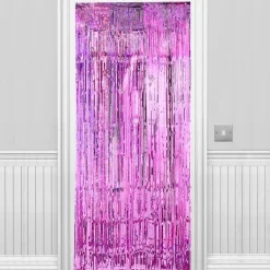 Party Delights Holographic Pink Foil Door Curtain - 2.4M X 92Cm< Party Backdrops