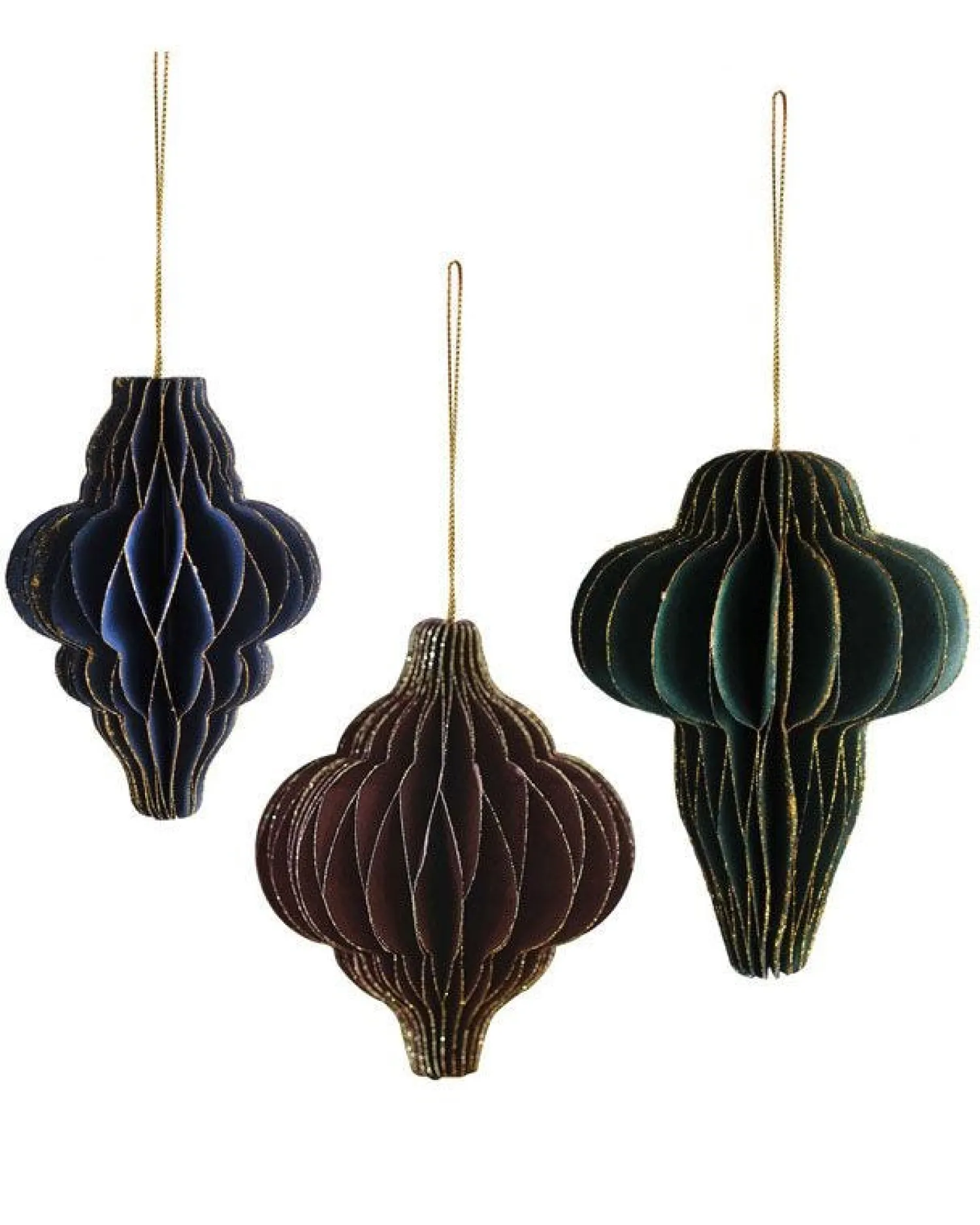 Honeycomb Glitter Edged Paper Tree Decorations (3Pk)<Party Delights Hot